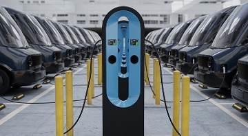 Cargador de vehículo eléctrico en estacionamiento