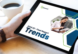 woman holding tablet showing trends report