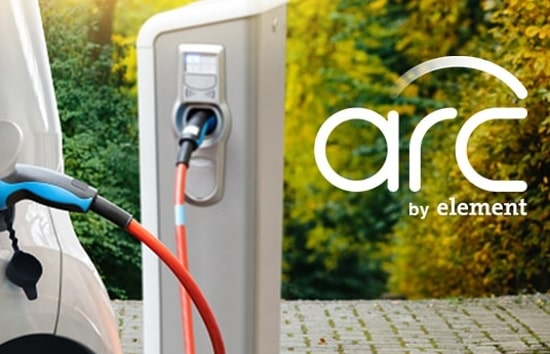 Arc by Element logo on Electric vehicle charging