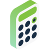 Blue and green calculator icon